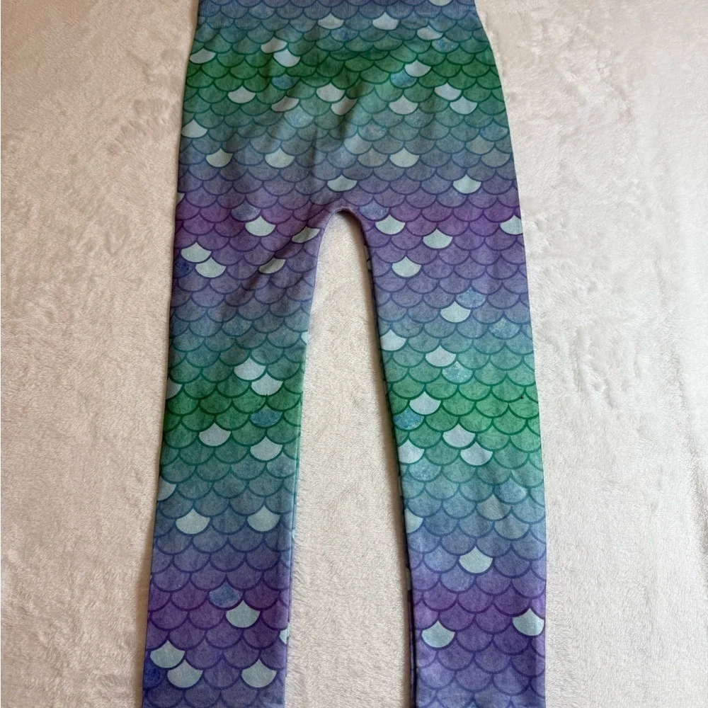 Capelli of New York Kids Leggings - Green and Purple Mermaid
